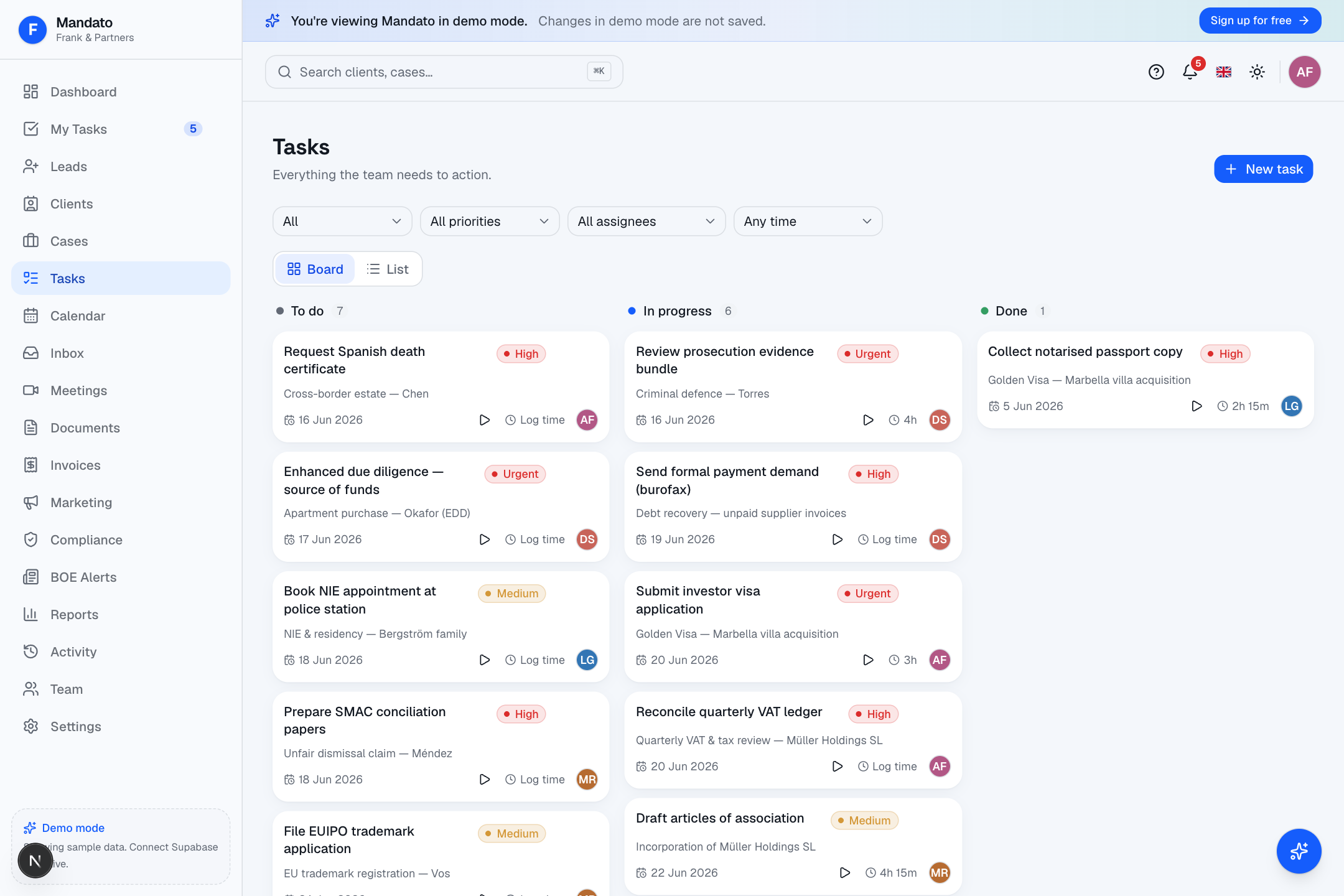 Tasks board