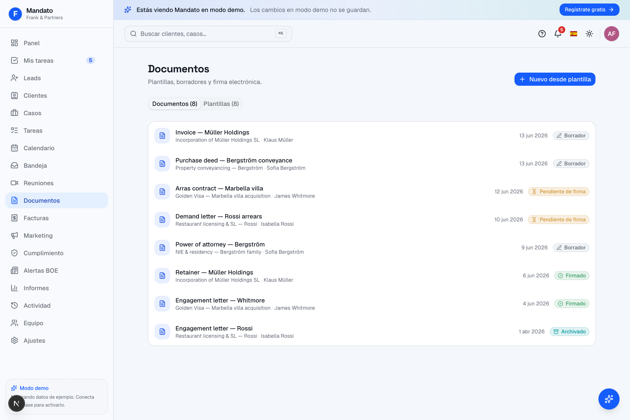 Lista de documentos